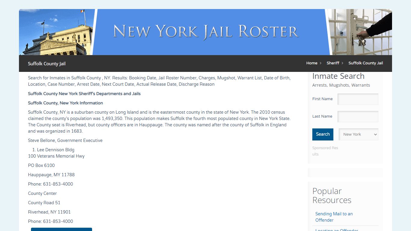 Suffolk County Jail | Jail Roster Search