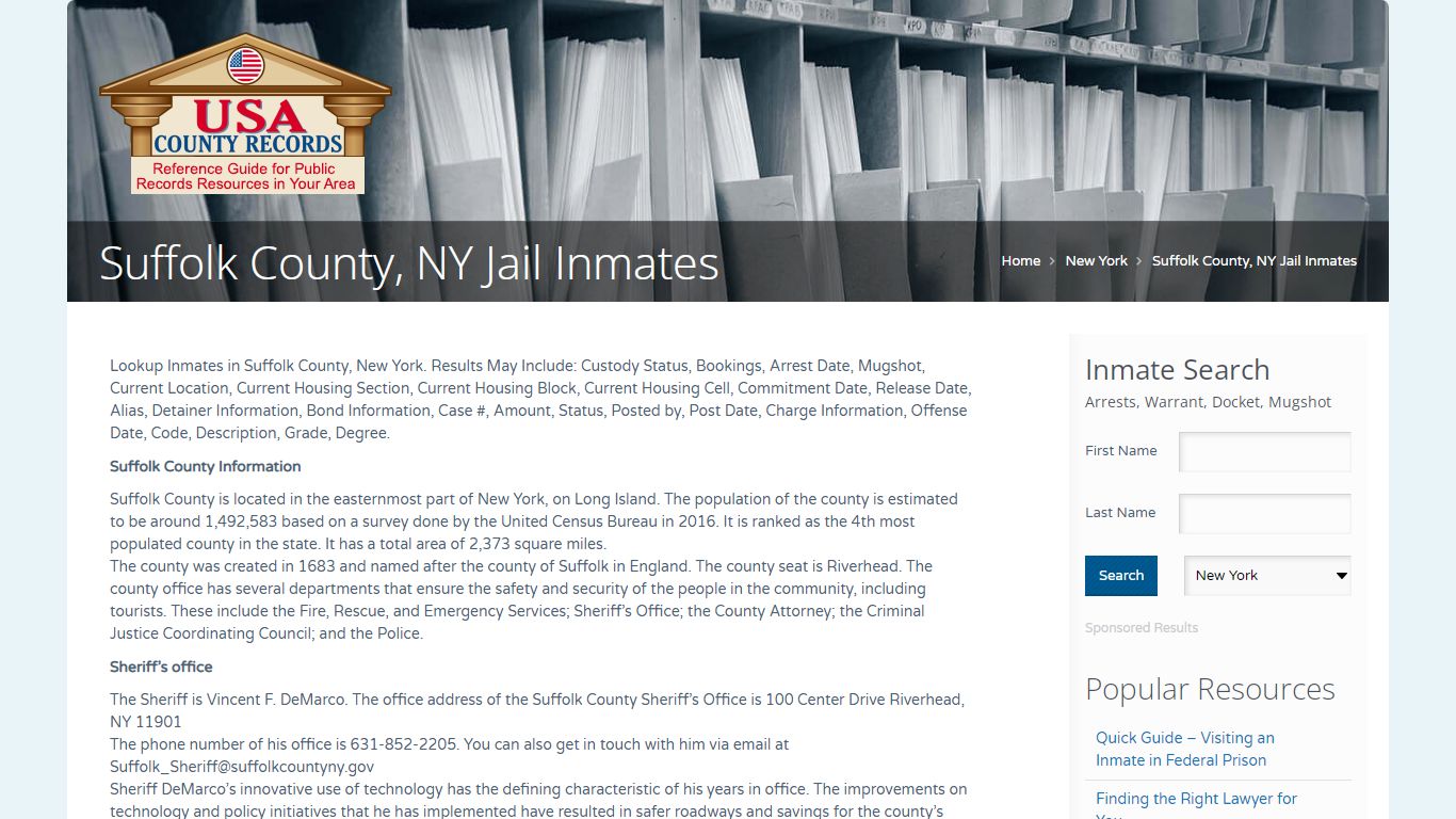 Suffolk County, NY Jail Inmates | Name Search